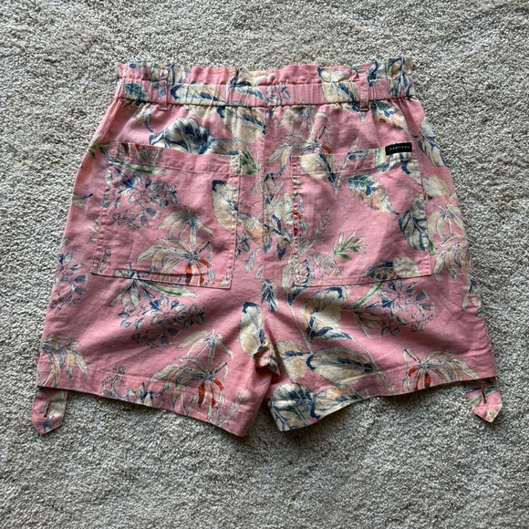 Sanctuary Linen Blend Pink Floral Paperbag Shorts NWT S - Picture 5 of 7
